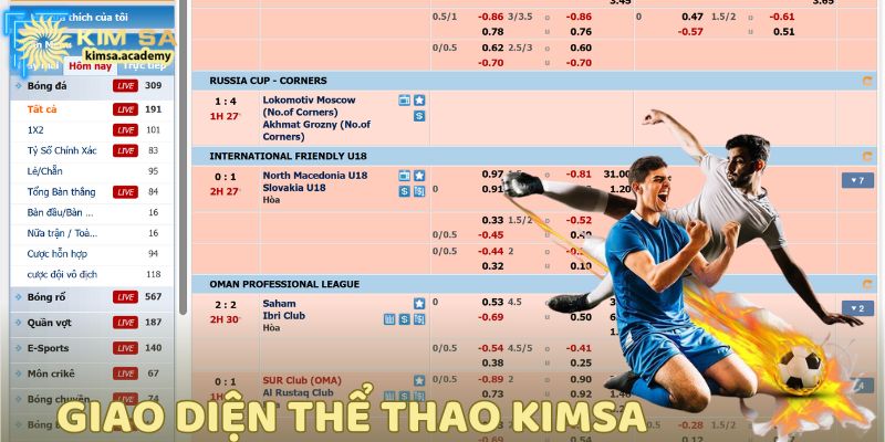 Giao diện dễ sử dụng để đặt kèo