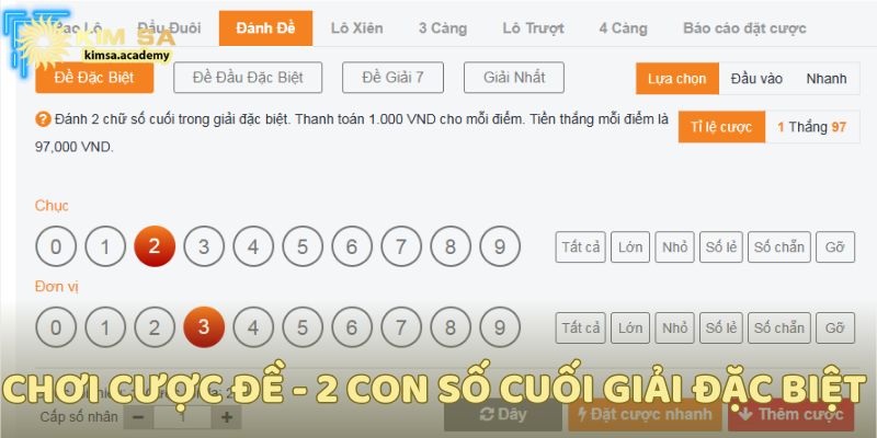 Chơi cược đề - cược vào 2 con số cuối giải đặc biệt